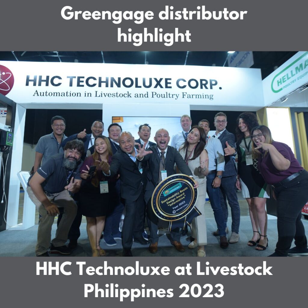 image of the team of HHC Technoluxe with award for most Informative stand at Livestock Philippines 2023 trade show with the text Greengage distributor highlight - HHC Technoluxe at LIvestock Philippines 2023
